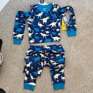 Hatley Navy and Cream Dinosaur Pajama Set size Youth 12 NWT